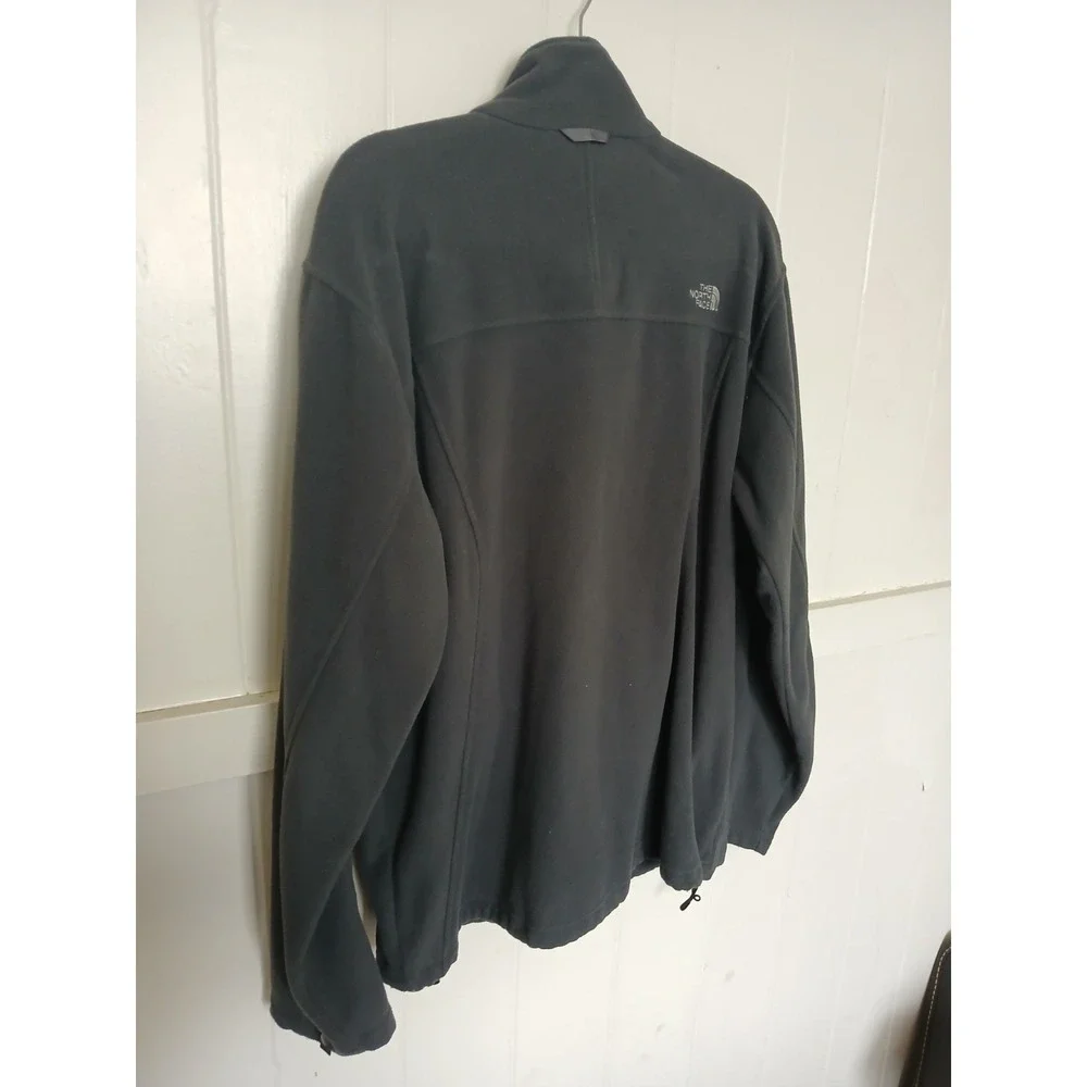 The North Face Full-Zip Pocket Fleece Logo Jacket‎ Mens L Gray Outdoor Hiking
